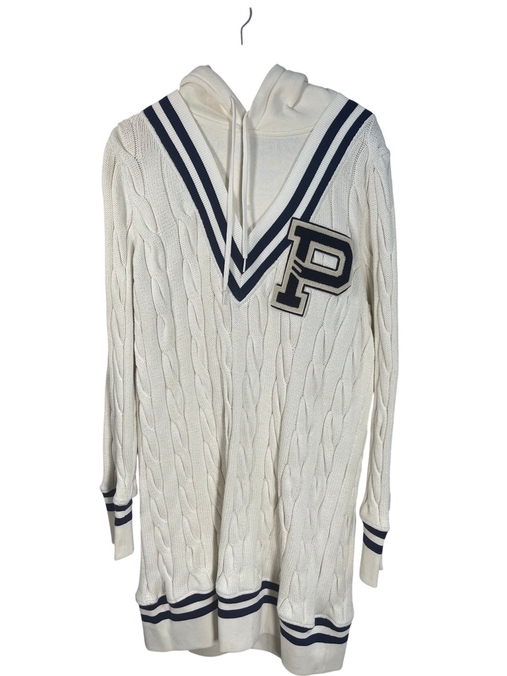 Polo by Ralph Lauren Varsity Cable Knit Hoodie Sweater Dress XXL